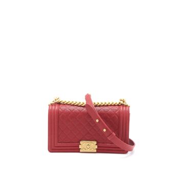Chanel Medium Boy Bag Grained Calfskin Red Brushed GHW