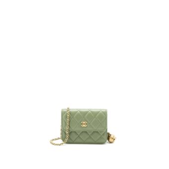 Chanel Pearl Crush Mini Flap Bag Lambskin Green GHW