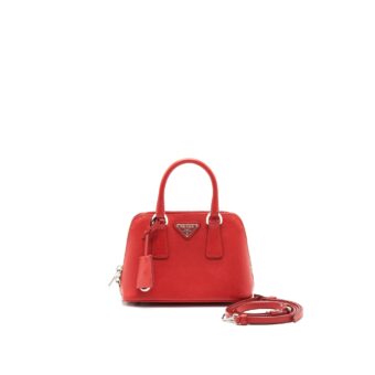 Prada Mini Promenade Saffiano Lux Leather Crossbody Bag in Red