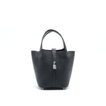 Hermes picotin Lock 18 Touch Bag Clemence with alligator handle black SHW