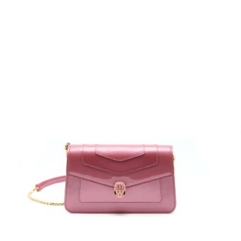 Bvlgari Serpenti Forever Chain Wallet Patent Dark Pink