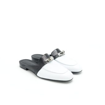 Hermes Size38 Oz Mule Blanc / Noir