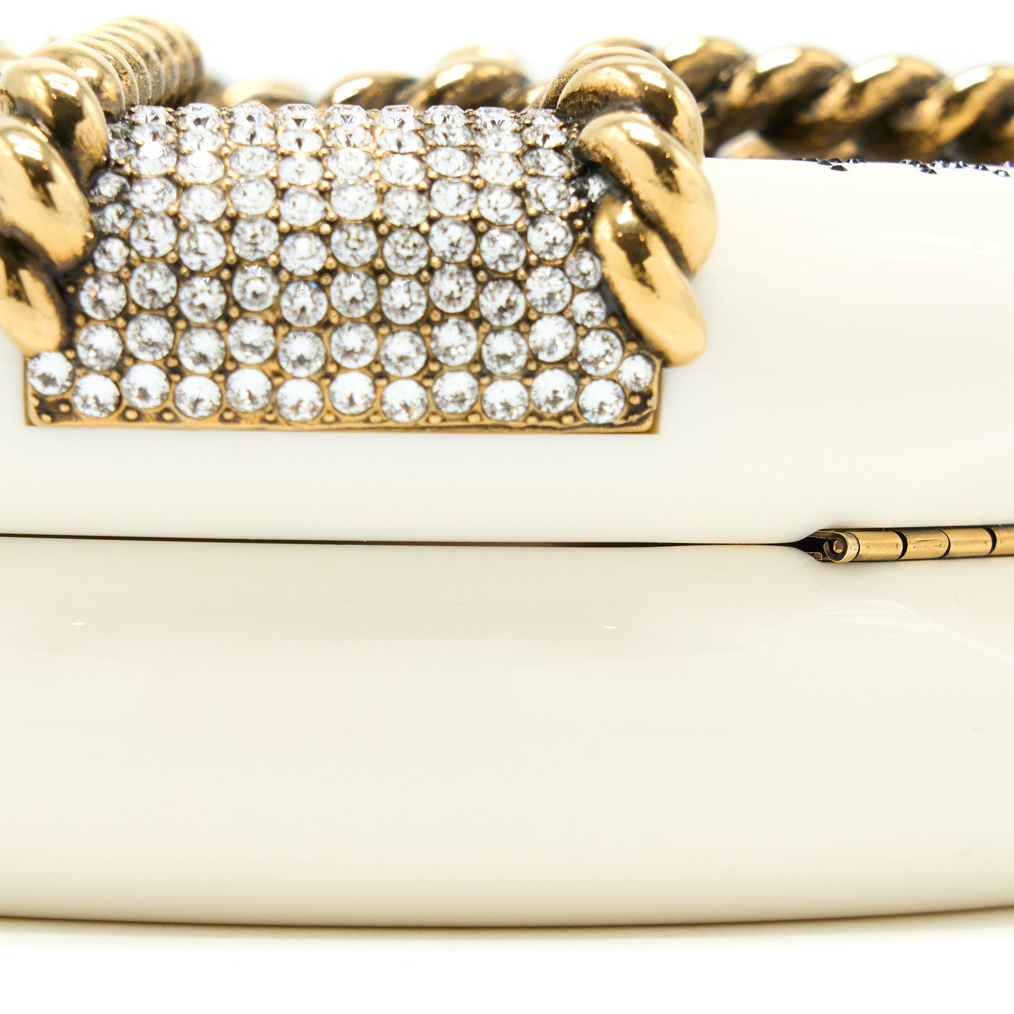Chanel Runway White Crystal Round Evening Clutch Shoulder Bag Box GHW - Image 9
