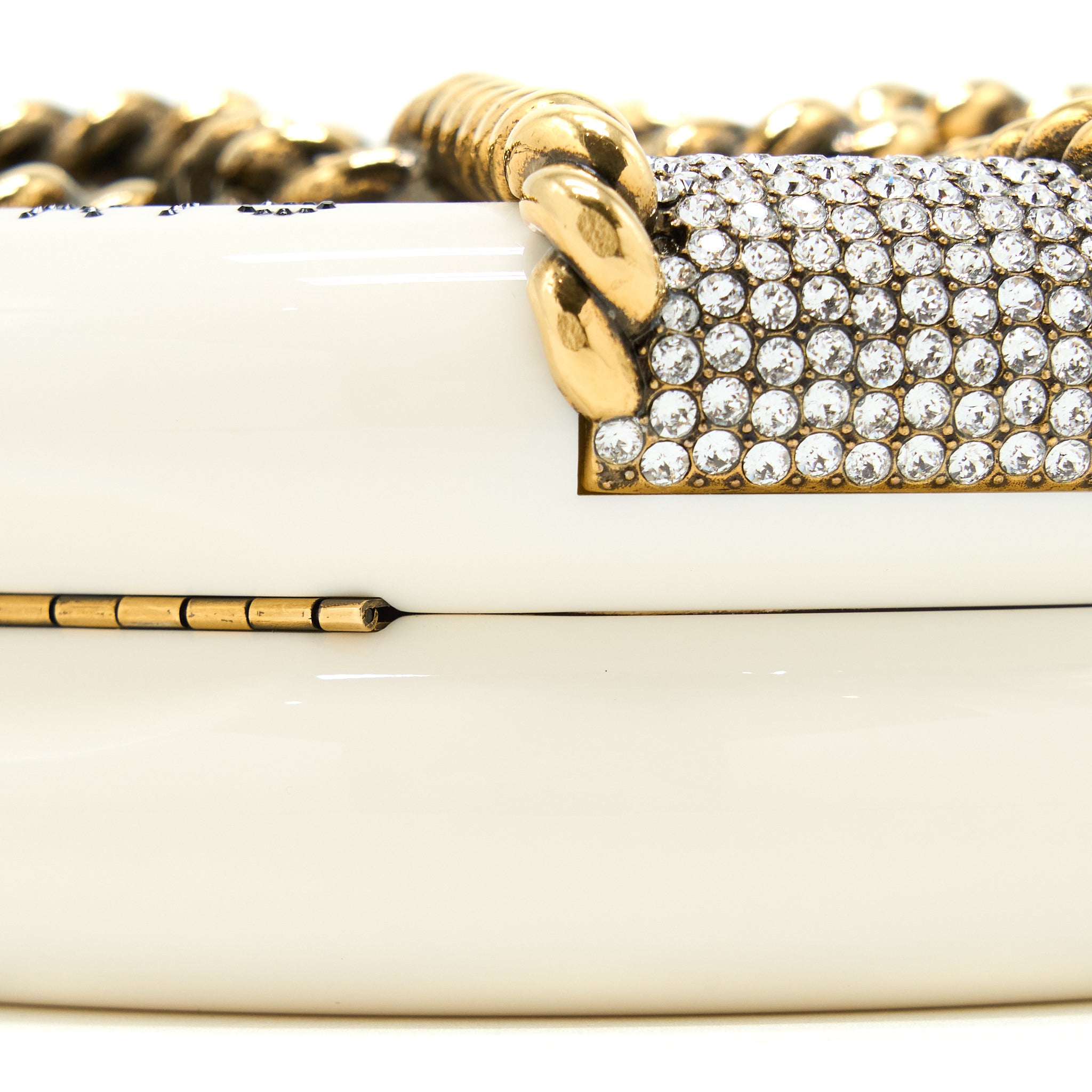 Chanel Runway White Crystal Round Evening Clutch Shoulder Bag Box GHW - Image 10