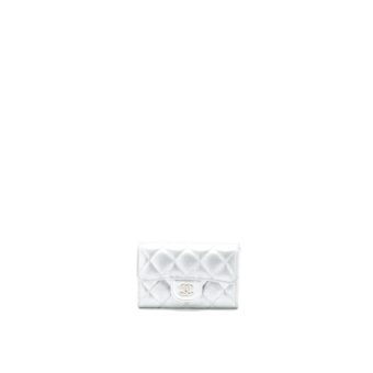 Chanel Quilted Classic Flap Card Holder Lambskin Silver SHW