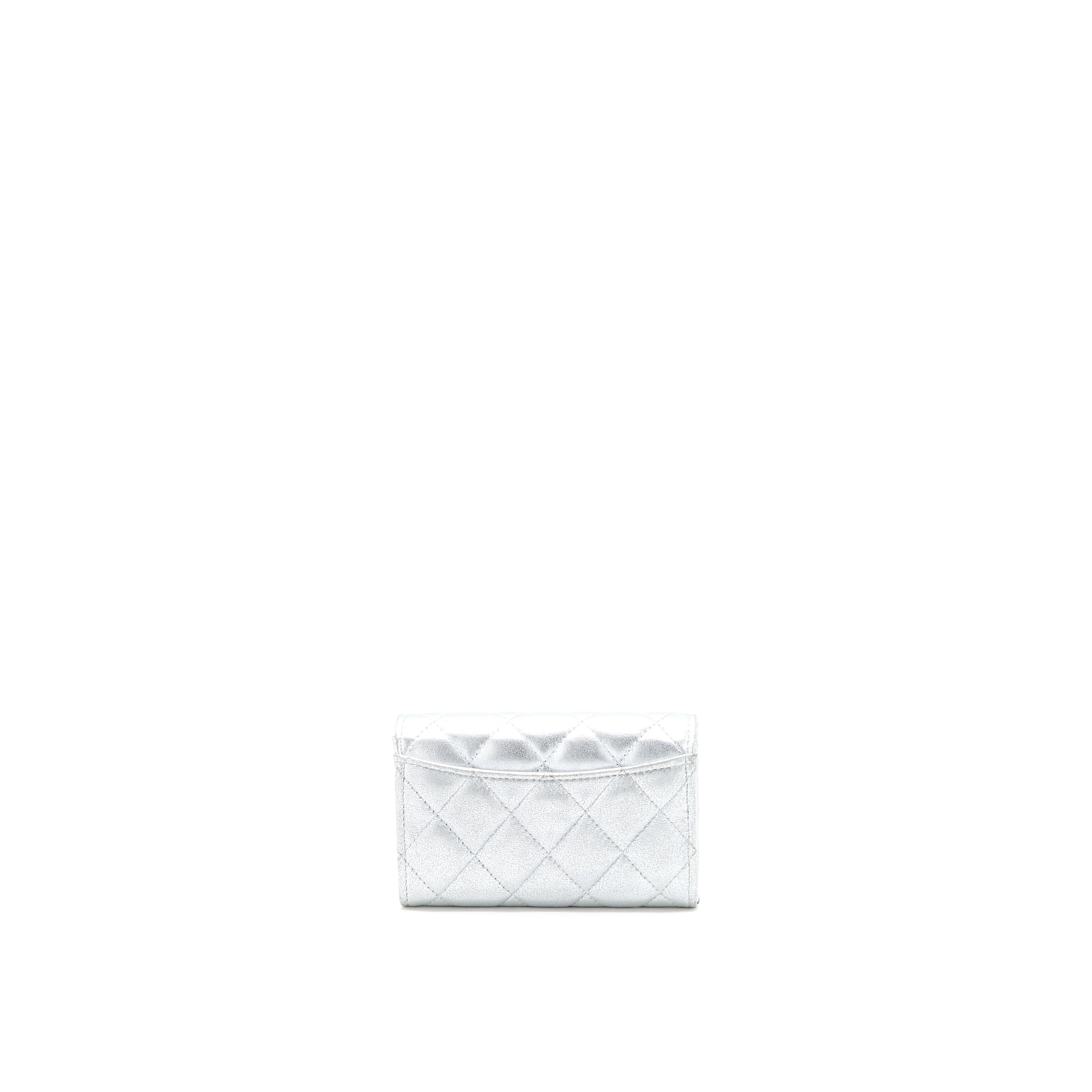 Chanel Quilted Classic Flap Card Holder Lambskin Silver SHW - Image 2