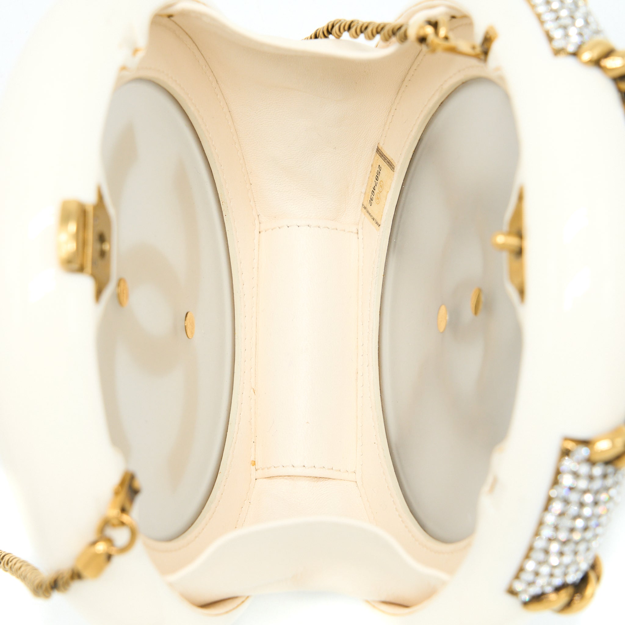Chanel Runway White Crystal Round Evening Clutch Shoulder Bag Box GHW - Image 5