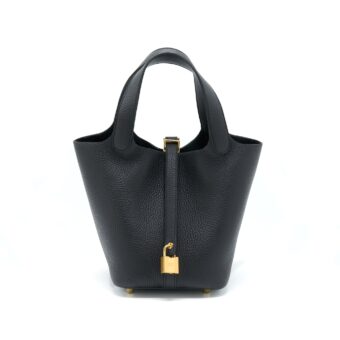 Hermes Picotin 18 Lock Bag Clemence Black GHW Stamp U