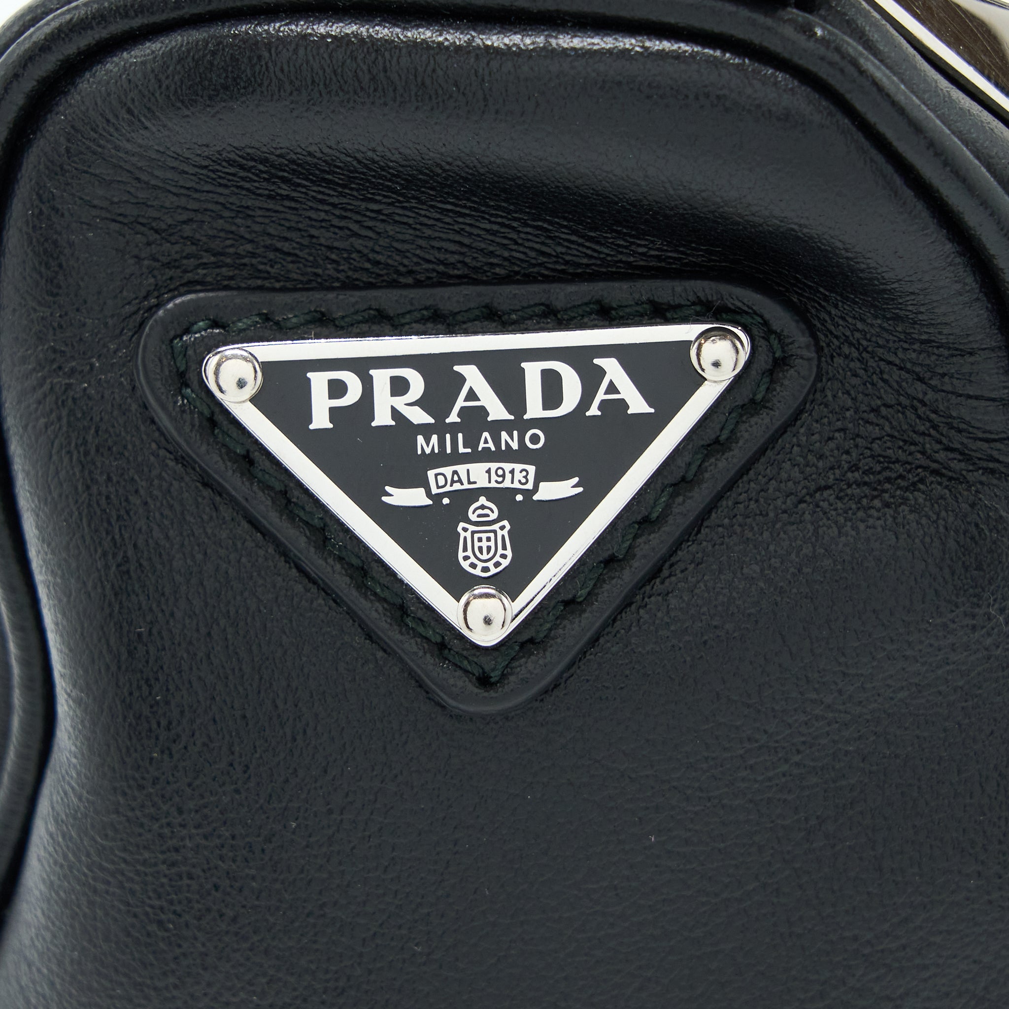 Prada Triangle Leather Shoulder Bag Black SHW - Image 6