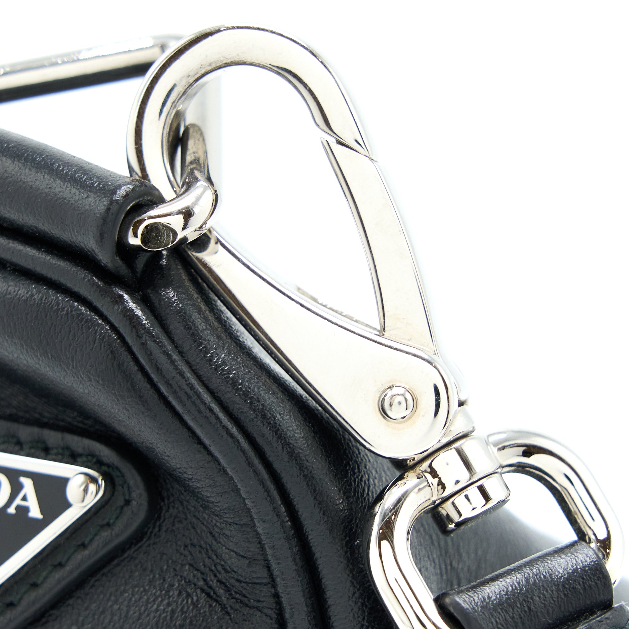 Prada Triangle Leather Shoulder Bag Black SHW - Image 7