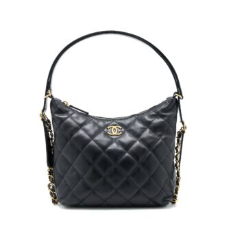 Chanel 22B Hobo Bag Lambskin Black GHW(Microchip)