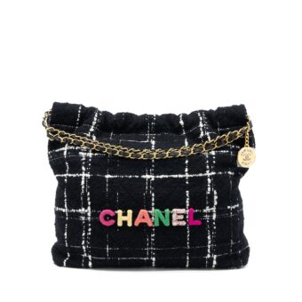 Chanel Medium 22 Bag Tweed Multicolour GHW(Microchip)