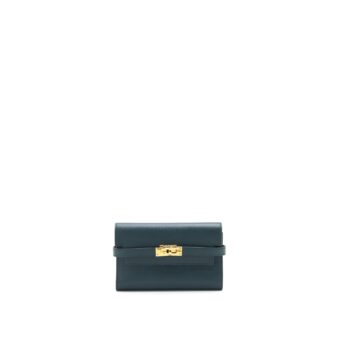 Hermes Kelly Compact Wallet Vert Cypres GHW