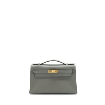 Hermes Kelly Pochette Swift 0L Gris Meyer GHW Stamp Z