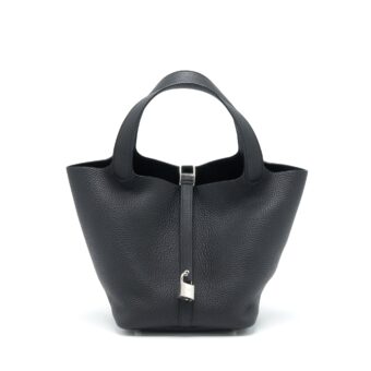 Hermes Picotin 22 Lock Bag Clemence Black SHW Stamp A