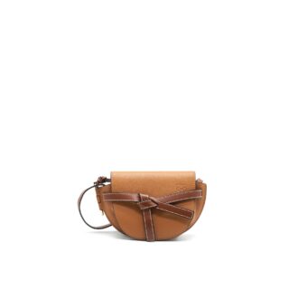 LOEWE GATE MINI LEATHER CROSSBODY BAG TAN