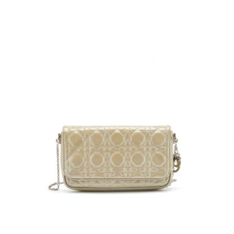Dior Patent leather Wallet on Chain Light Grey