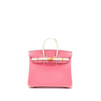 Hermes Birkin 25 Special Order Epsom Rose Azalee/Craie With Brushed GHW Stamp C