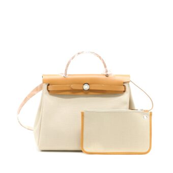 Hermes Herbag Zip 31 Bag Canvas Breton/Natural Sable/Nata SHW Stamp U