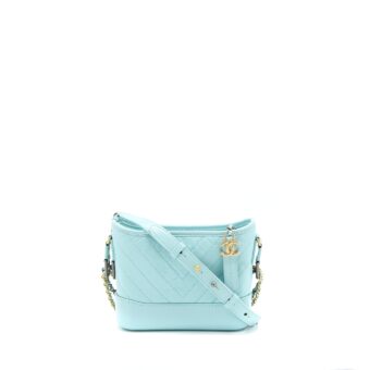 Chanel Small Gabrielle Chevron Calfskin Light Blue Multicolour Hardware