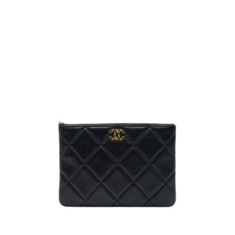 Chanel 19 Clutch Lambskin Black GHW
