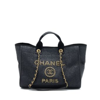Chanel Black Raffia Deauville Tote Bag GHW