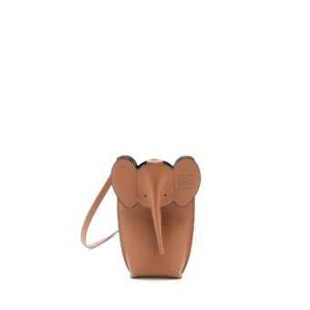 Loewe Elephant Phone Pocket Calfskin Tan