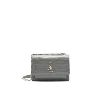 Saint Laurent Mini Sunset Shoulder Bag Grey SHW