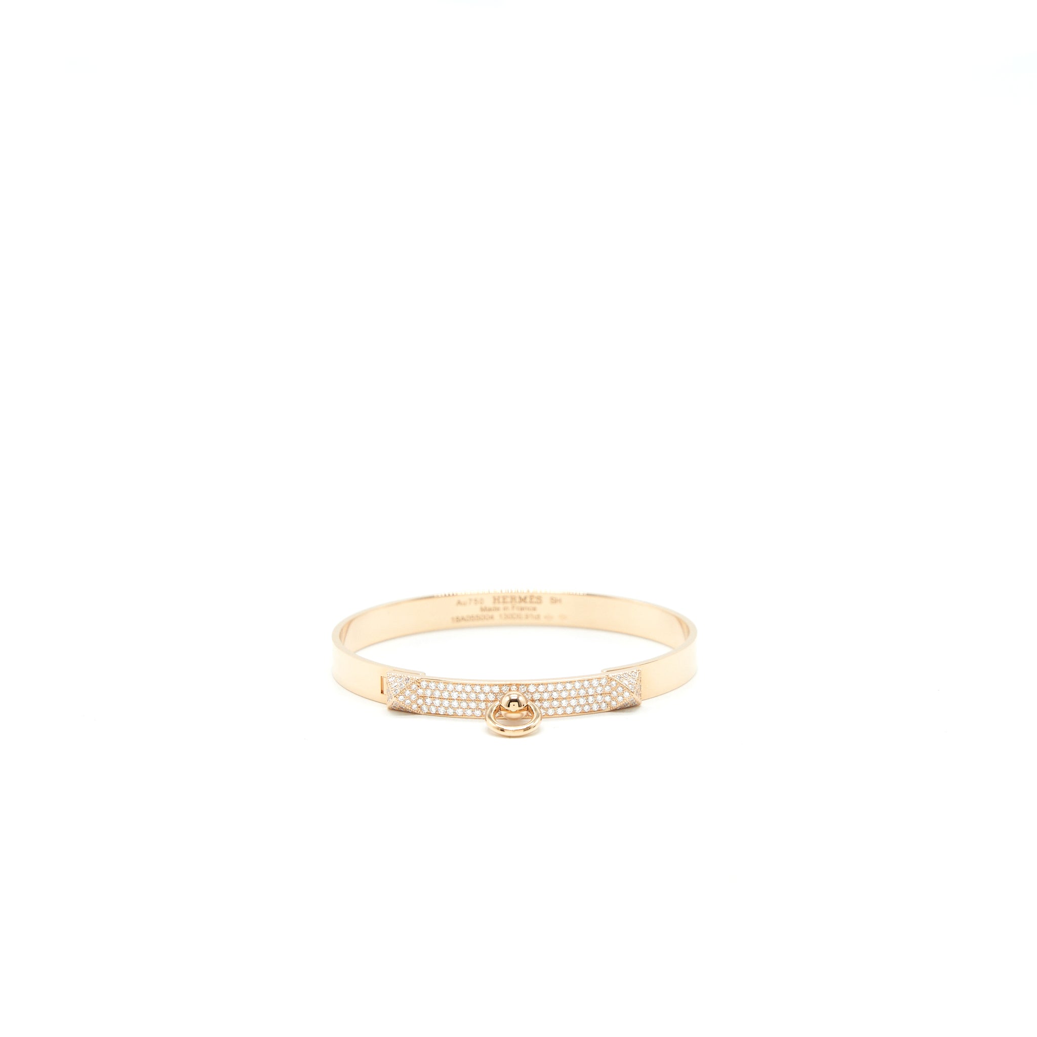 Hermes Collier De Chien Bracelet, Rosegold with diamond, Small model size SH