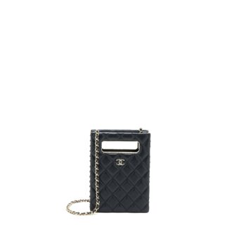 Chanel Vertical Evening Chain Bag Caviar Black LGHW (Microchip)