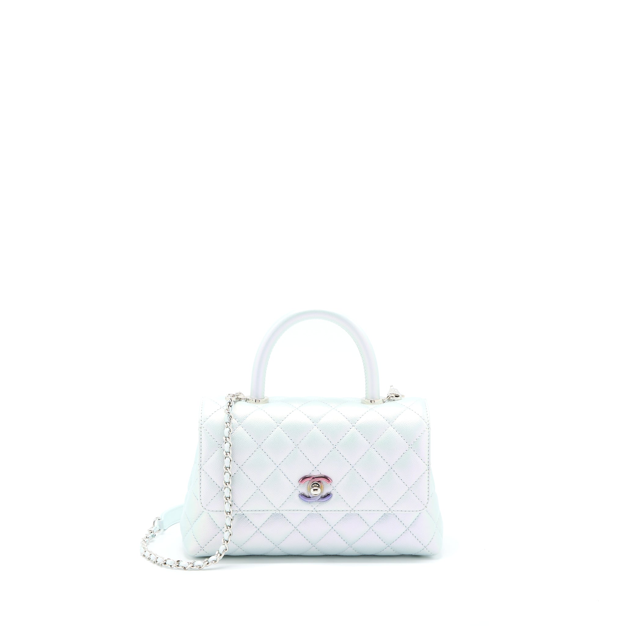 Chanel Small Coco Handle ombré Iridescent light Blue Multicolour Hardware (Microchip)