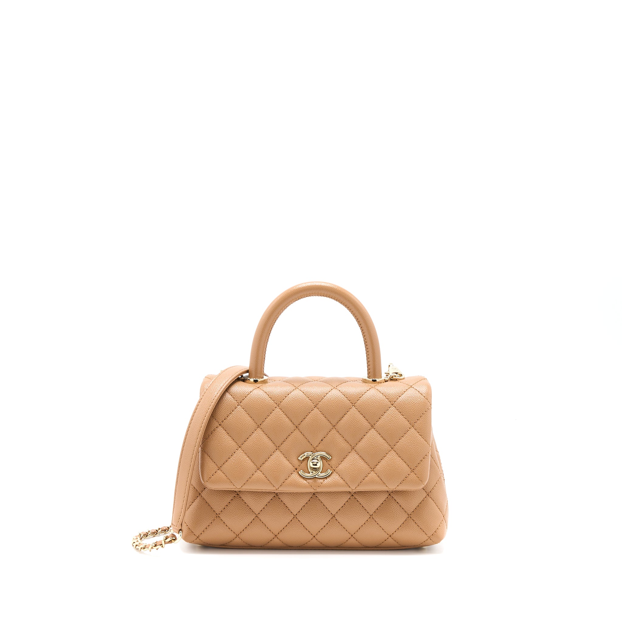 Chanel Small Coco Handle Caviar Brown GHW