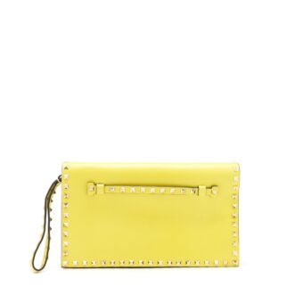 Valentino Rockstud Clutch Bag Yellow GHW
