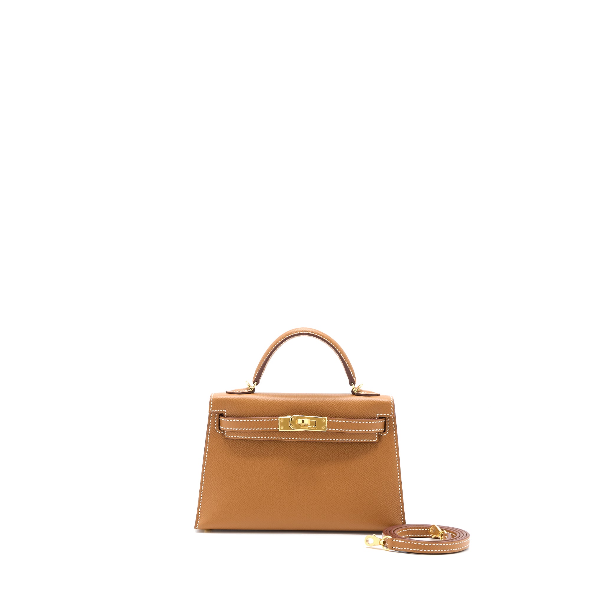 Hermes Mini Kelly II Epsom Gold GHW Stamp Z