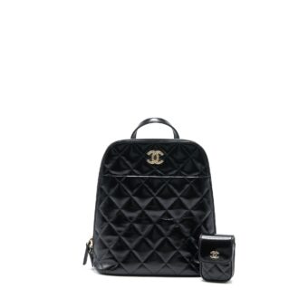 Chanel 22A Backpack Patent Black LGHW (Microchip)