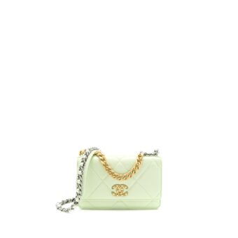 Chanel 19 Wallet on Chain Lambskin Light Green Multicolour Hardware (Microchip)