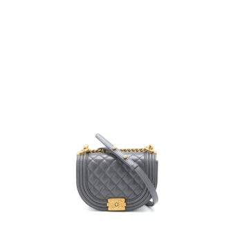 Chanel 22A Boy Messenger Bag Caviar Grey GHW (Microchip)