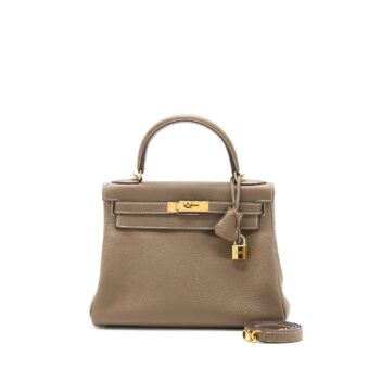 Hermes Kelly 28 Clemence Etoupe GHW Stamp Squared Q