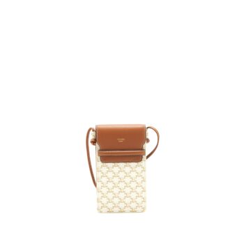 Celine Mini Crossbody Phone Pouch White/Tan