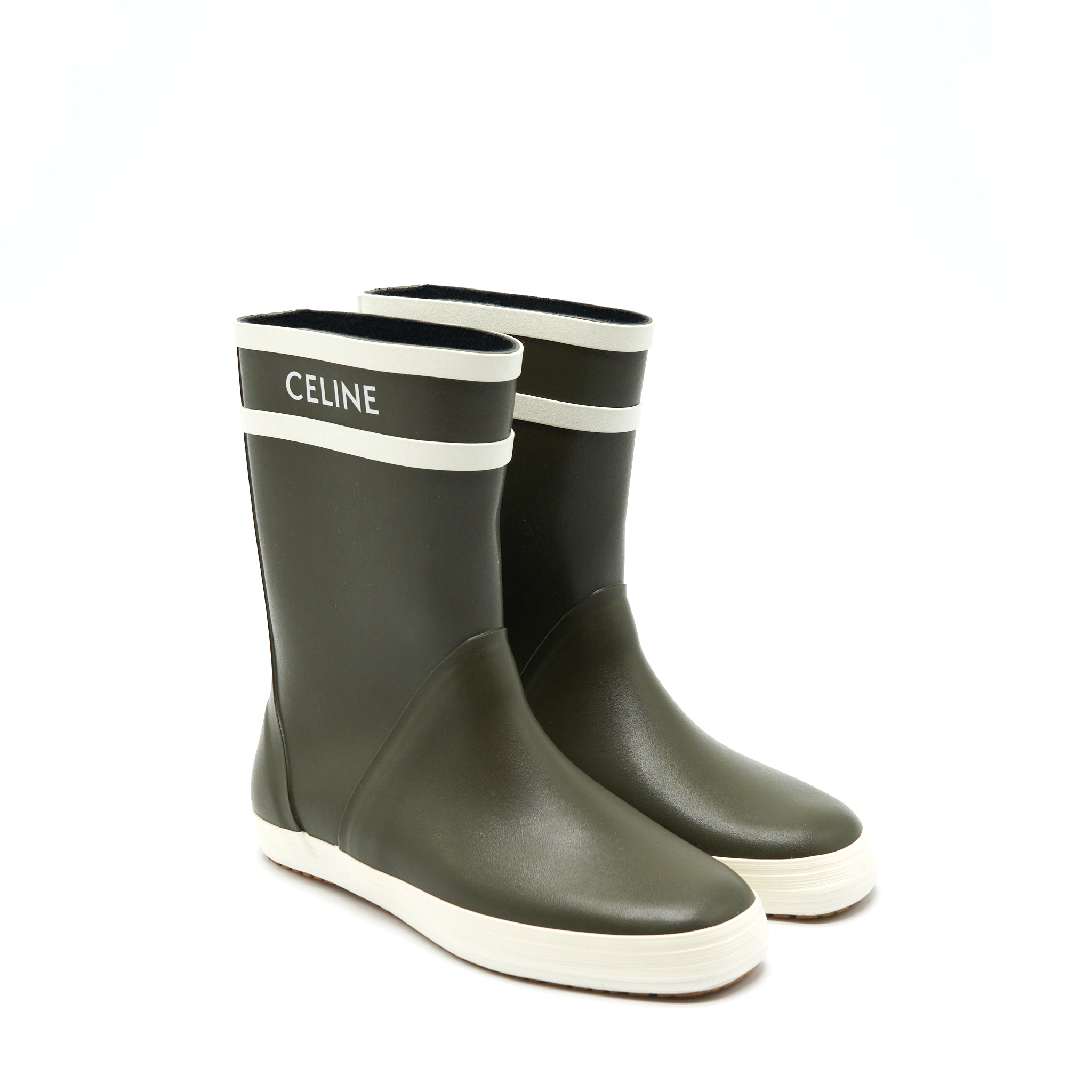 Celine Size 37 Rain Boost Olive Green
