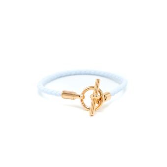Hermes Size T1 Cuir Glanen Bracelet Swift Bleu Brume RGHW