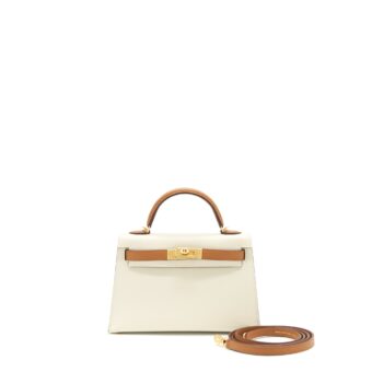 Hermes Mini Kelly II Special Order Nata/Gold GHW Stamp Z