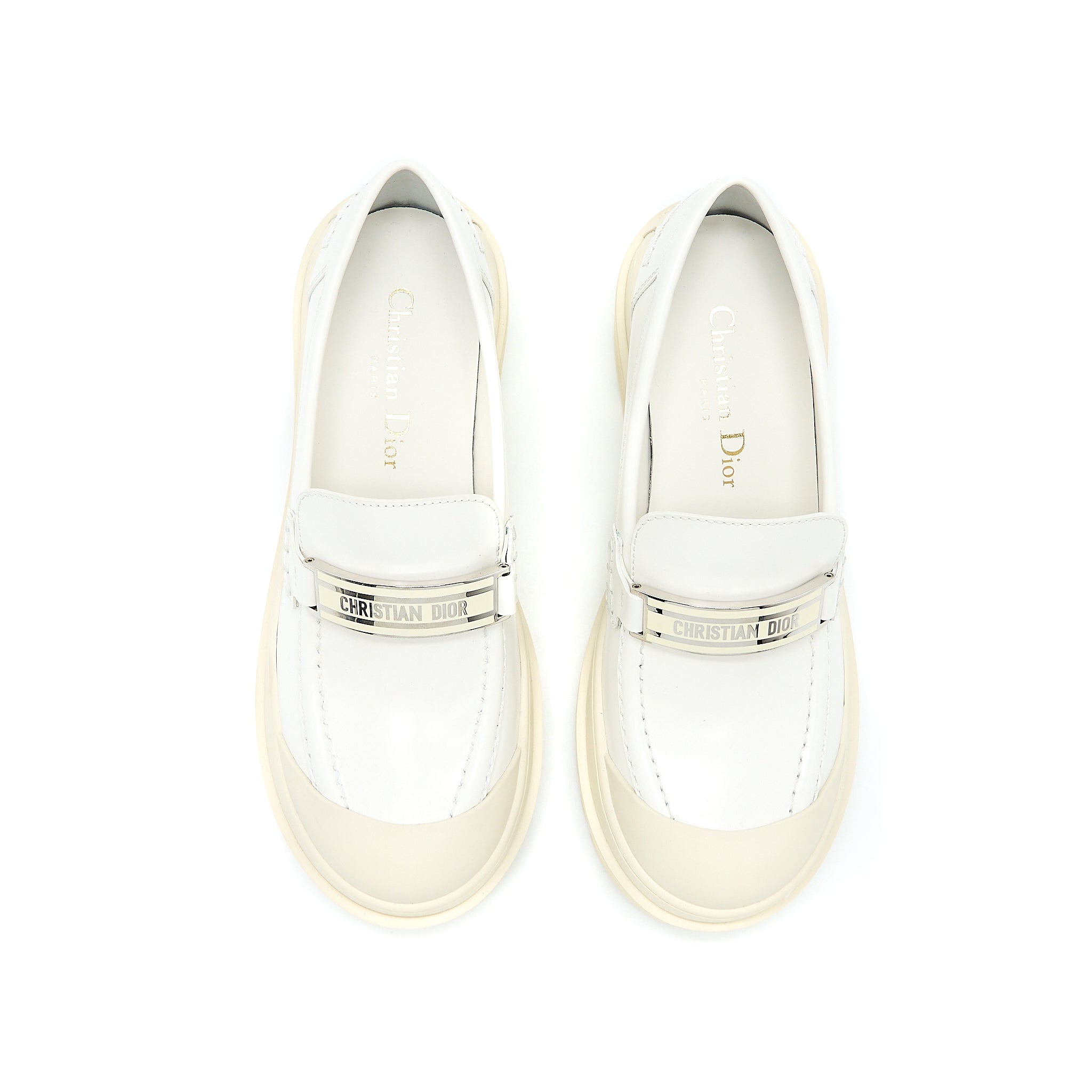 Christian Dior Size 36 Code Loafer Brushed Calfskin White SHW - Image 3