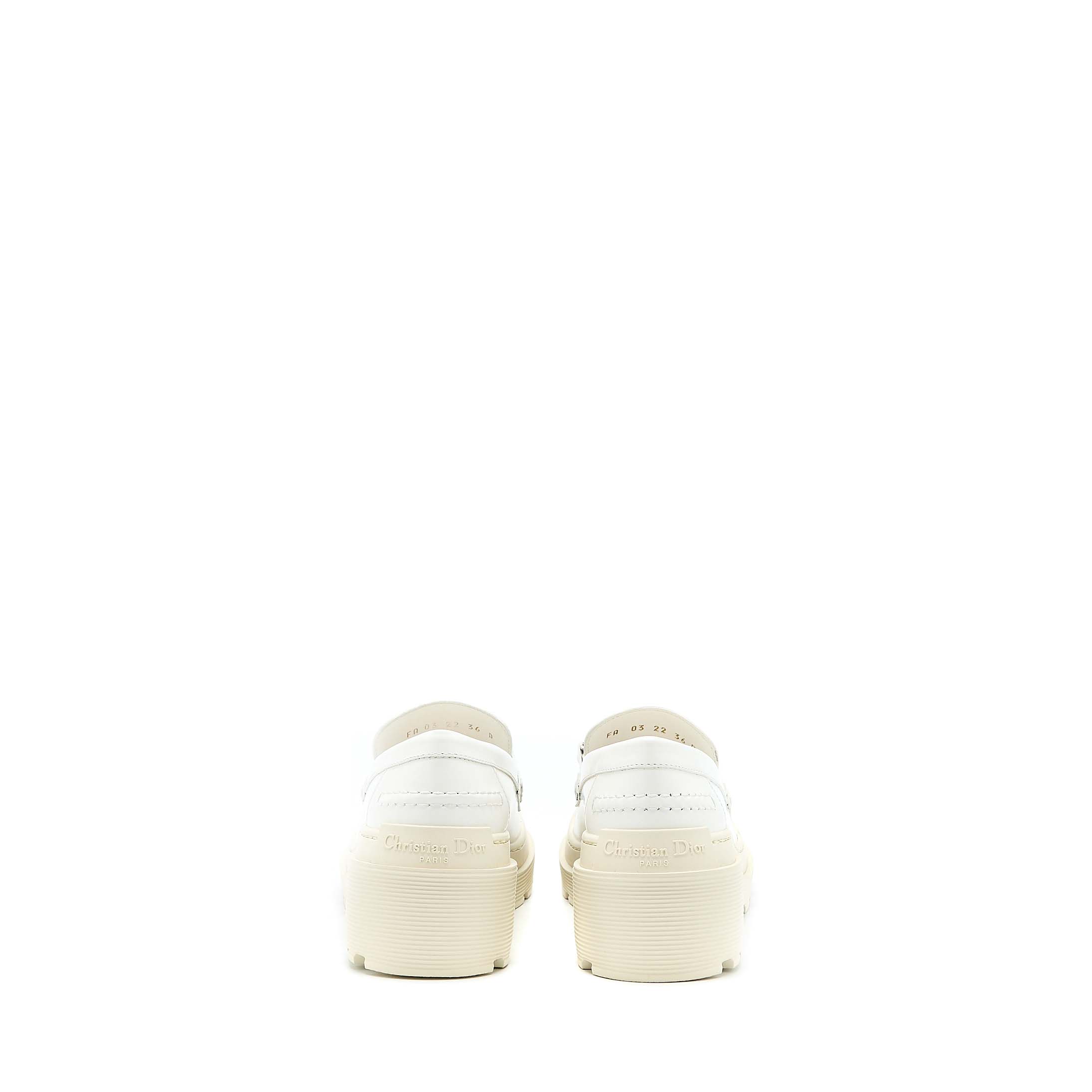 Christian Dior Size 36 Code Loafer Brushed Calfskin White SHW - Image 4