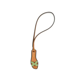 HERMES ORAN SANDAL NANO BAG CHARM LEATHER BROWN VERT CRIQUET