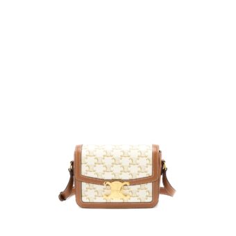 Celine Teen Triomphe Bag Triomphe Canvas/Calfskin White GHW
