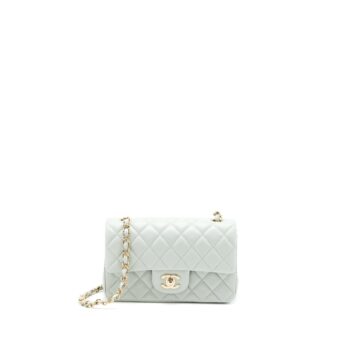 Chanel 23C Mini Rectangular Flap Bag Lambskin Light Grey LGHW (Microchip)