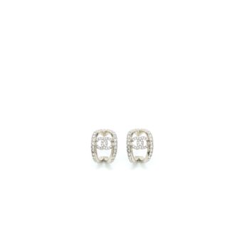 Chanel CC Logo Earring With Full Crystals Silver Tone