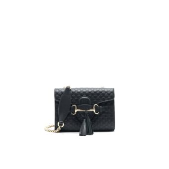 Gucci Emily Guccissima Mini Leather Shoulder Bag Black