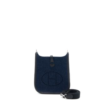 Hermes Mini Evelyne Feutre/Swift Blue Nuit/Black SHW Stamp Y